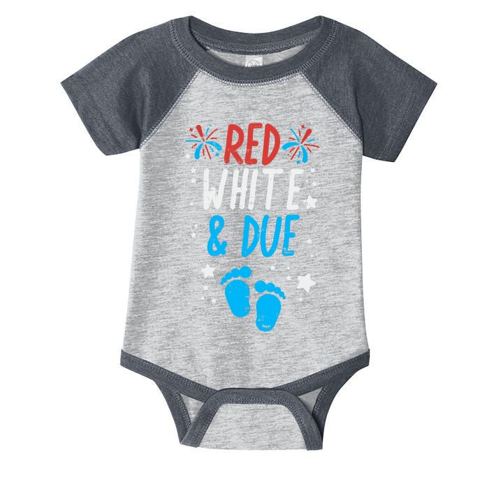 Red White Due Baby Shower 4th Of July Pregnancy Announcement Infant Baby Jersey Bodysuit