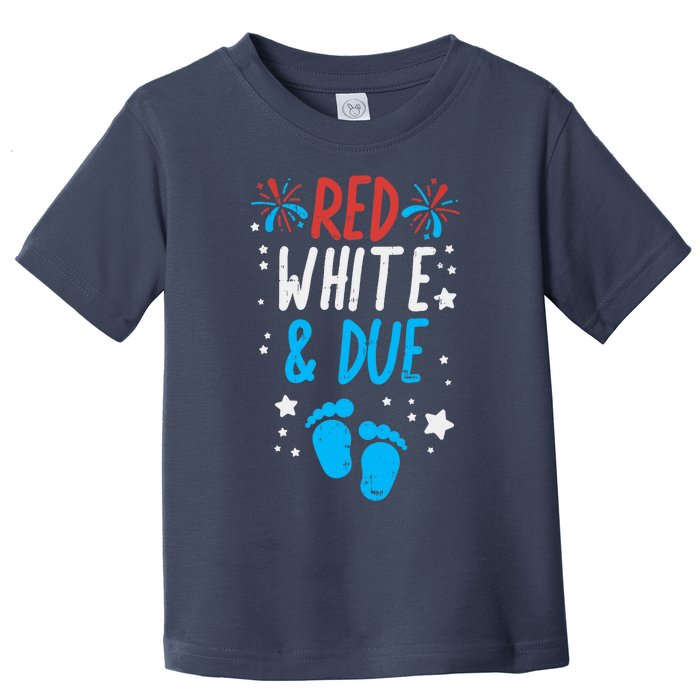 Red White Due Baby Shower 4th Of July Pregnancy Announcement Toddler T-Shirt