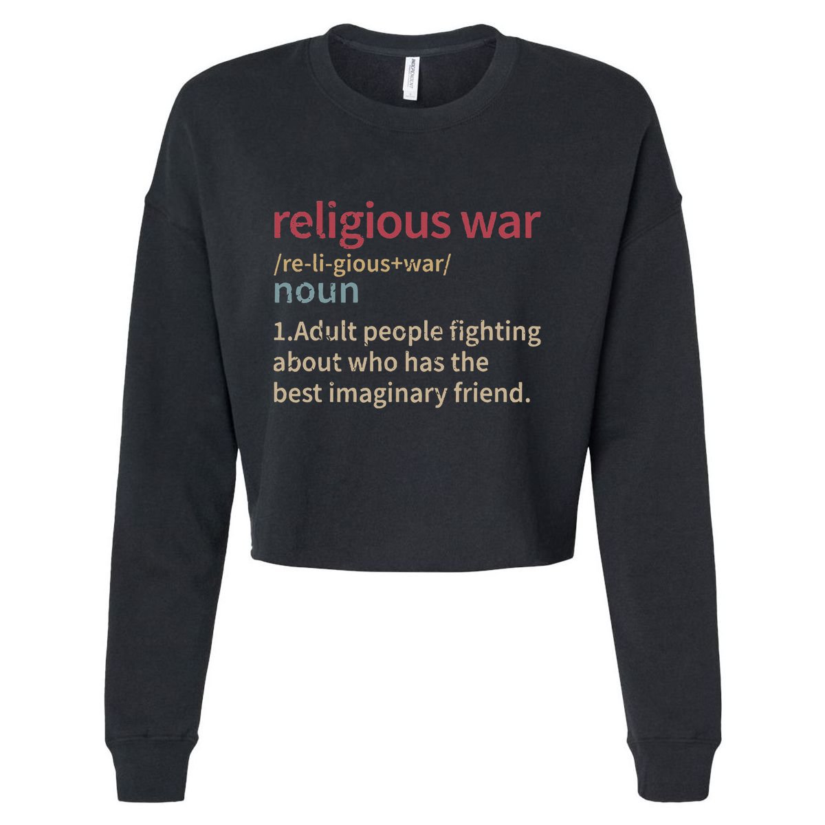 Religious War Definition Anti Religious Activist Cropped Pullover Crew