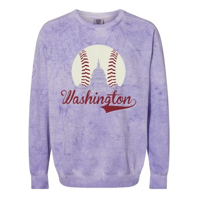 Retro Washington DC Baseball National Mall Silhouette Sport Colorblast Crewneck Sweatshirt