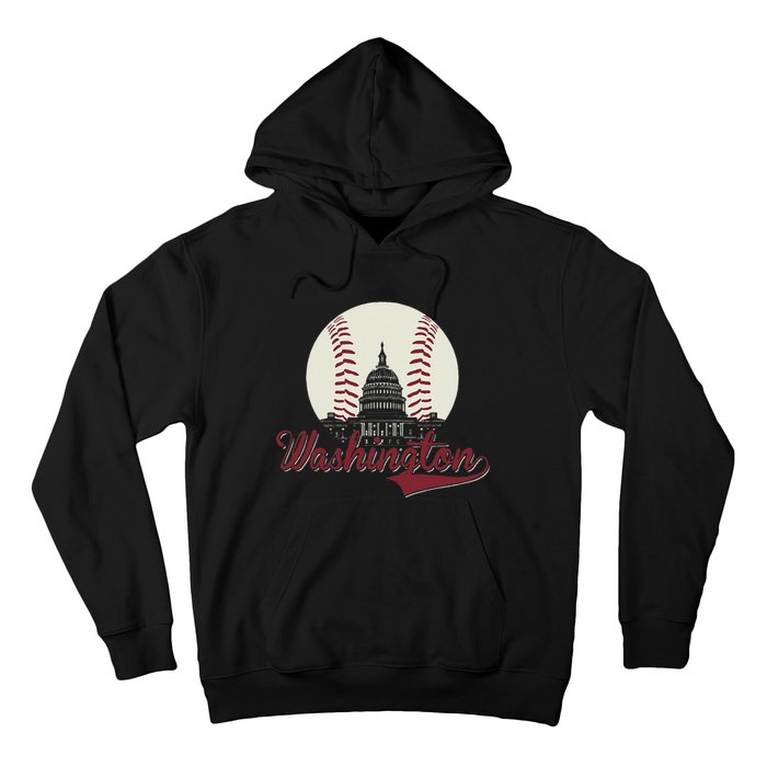 Retro Washington DC Baseball National Mall Silhouette Sport Hoodie