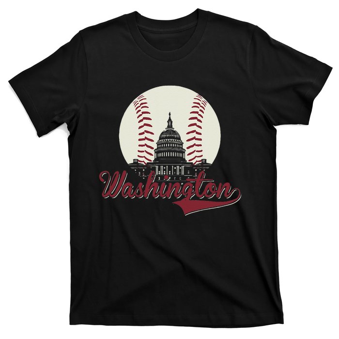 Retro Washington DC Baseball National Mall Silhouette Sport T-Shirt