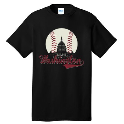 Retro Washington DC Baseball National Mall Silhouette Sport Tall T-Shirt