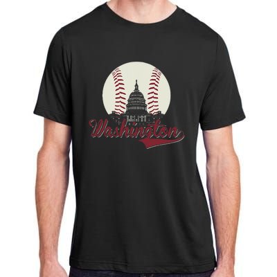 Retro Washington DC Baseball National Mall Silhouette Sport Adult ChromaSoft Performance T-Shirt