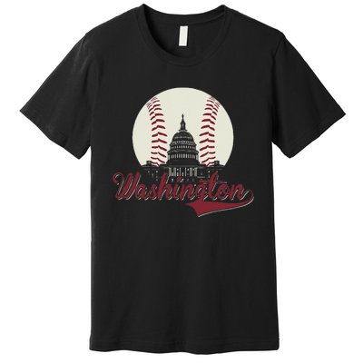 Retro Washington DC Baseball National Mall Silhouette Sport Premium T-Shirt