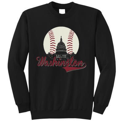 Retro Washington DC Baseball National Mall Silhouette Sport Tall Sweatshirt