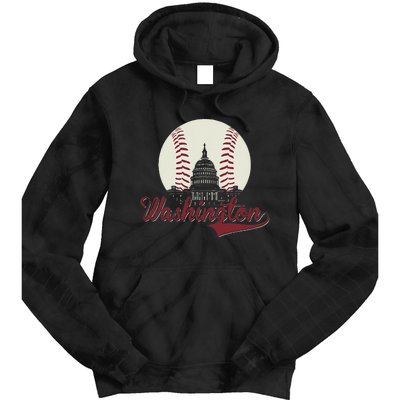 Retro Washington DC Baseball National Mall Silhouette Sport Tie Dye Hoodie