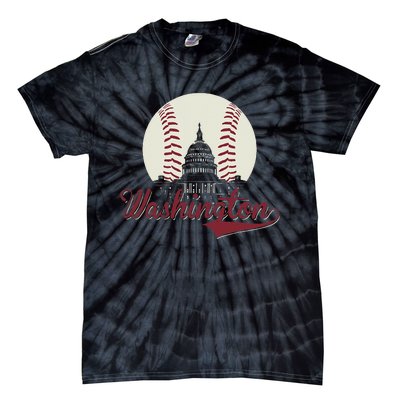 Retro Washington DC Baseball National Mall Silhouette Sport Tie-Dye T-Shirt