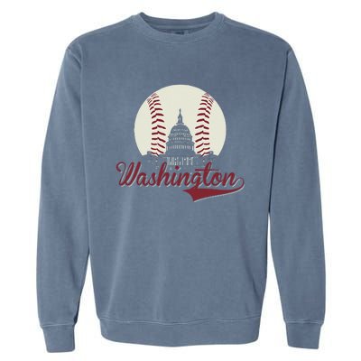 Retro Washington DC Baseball National Mall Silhouette Sport Garment-Dyed Sweatshirt