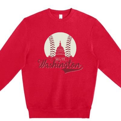 Retro Washington DC Baseball National Mall Silhouette Sport Premium Crewneck Sweatshirt