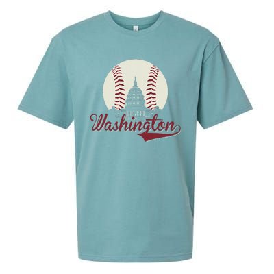 Retro Washington DC Baseball National Mall Silhouette Sport Sueded Cloud Jersey T-Shirt