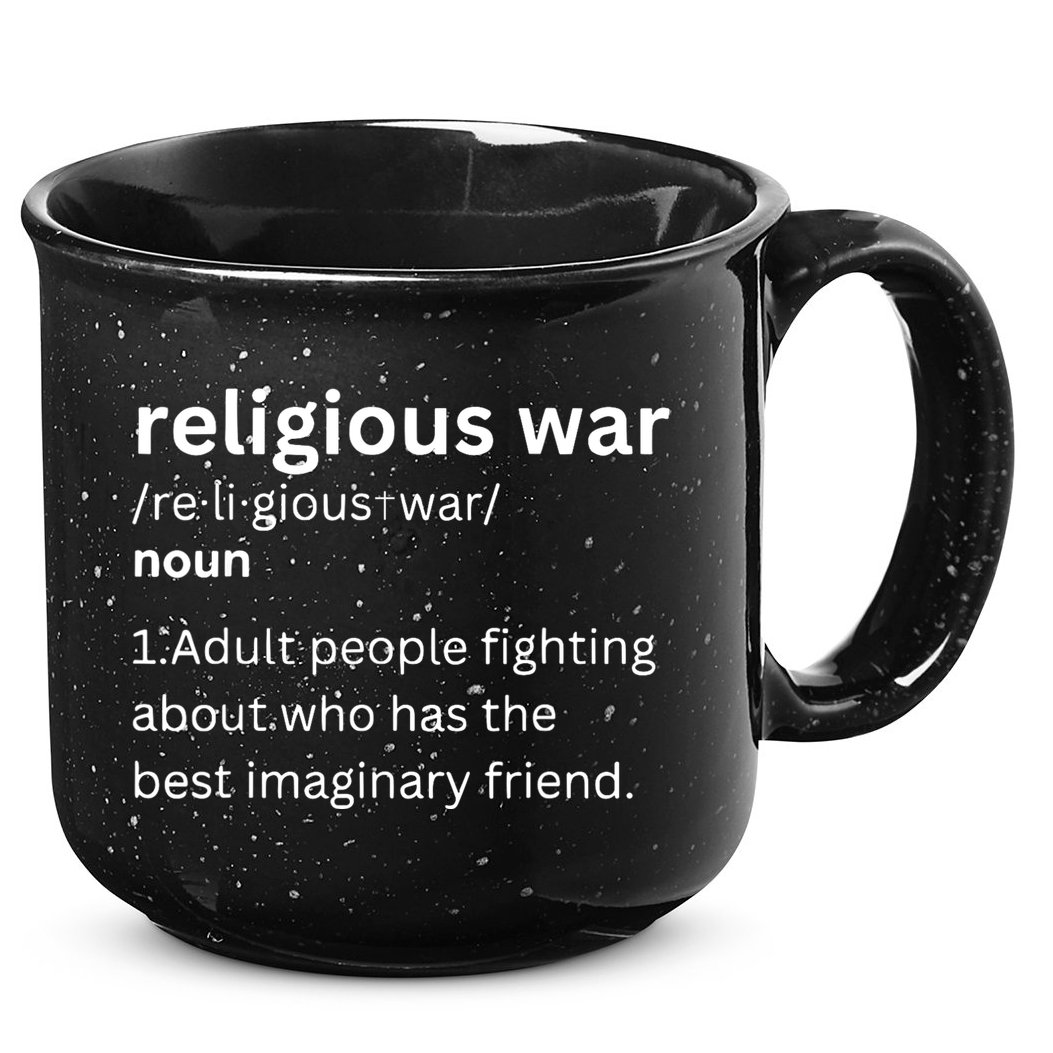 Religious War Definition Aldult People Fighting Funny Jesus 15oz Campfire Ceramic Mug