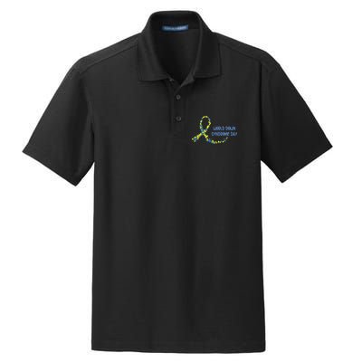 Ribbon World Down Syndrome Day Dry Zone Grid Polo