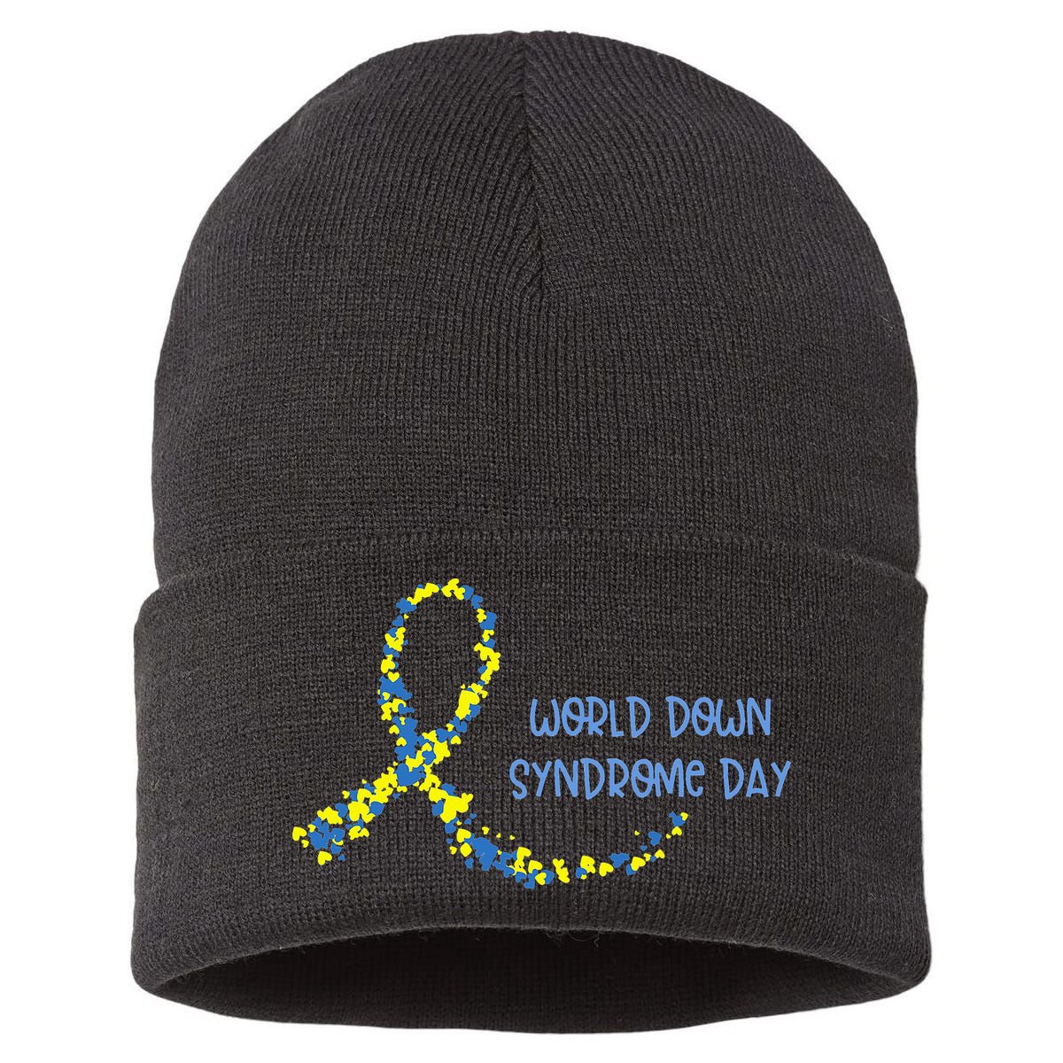 Ribbon World Down Syndrome Day Sustainable Knit Beanie