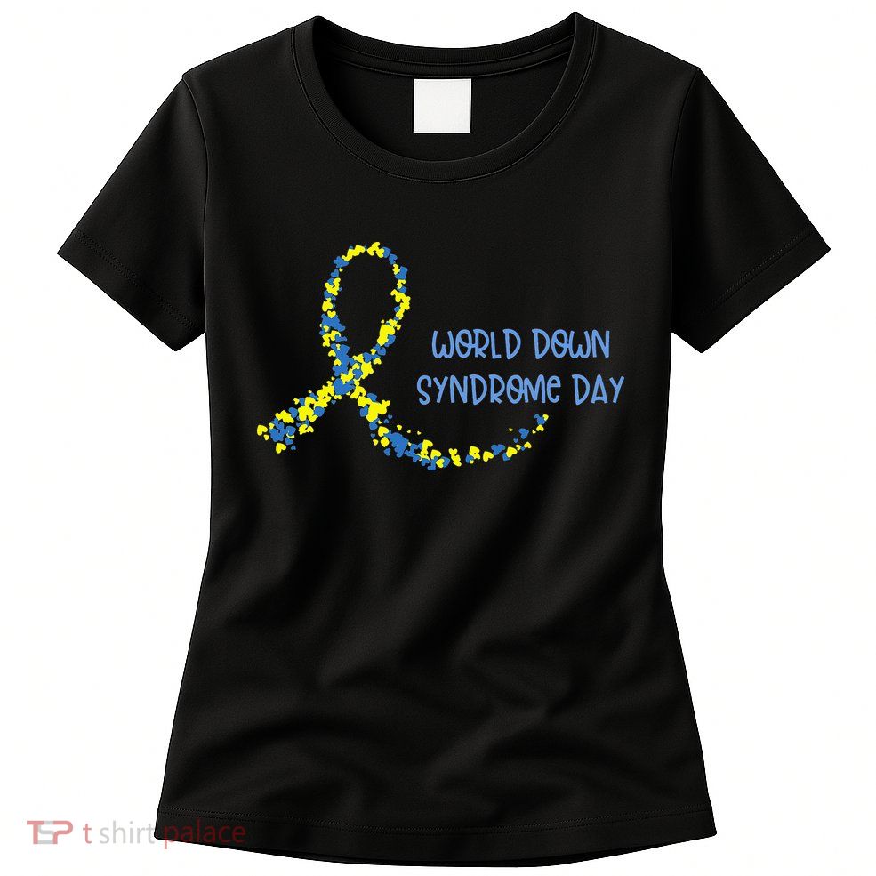 Ribbon World Down Syndrome Day Womens T-Shirt