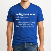 Religious War Definition Aldult People Fighting Funny Jesus V-Neck T-Shirt