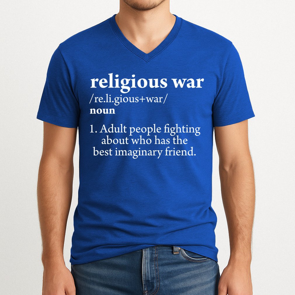 Religious War Definition Aldult People Fighting Funny Jesus V-Neck T-Shirt