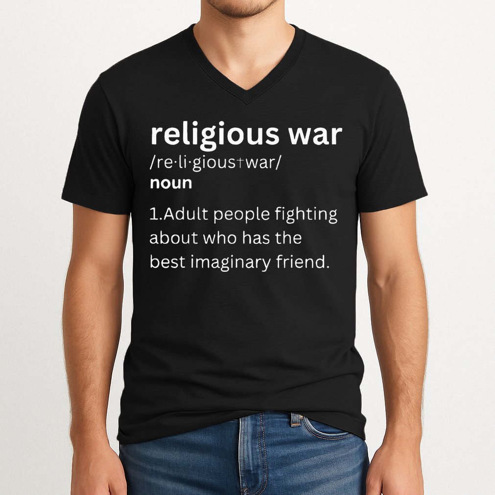 Religious War Definition Aldult People Fighting Funny Jesus V-Neck T-Shirt