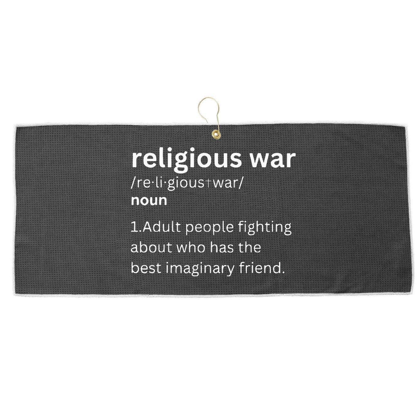 Religious War Definition Aldult People Fighting Funny Jesus Large Microfiber Waffle Golf Towel