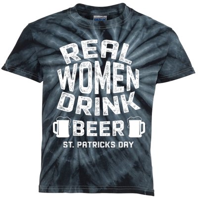 Real Women Drink Beer St Patricks Day Irish Gift Kids Tie-Dye T-Shirt