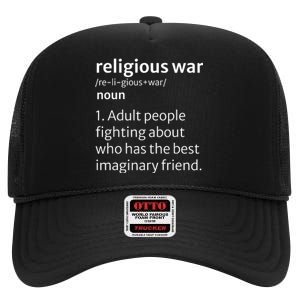 Religious War Definition Aldult People Fighting Funny Jesus High Crown Mesh Back Trucker Hat