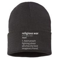 Religious War Definition Aldult People Fighting Funny Jesus Sustainable Knit Beanie