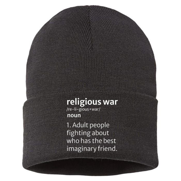 Religious War Definition Aldult People Fighting Funny Jesus Sustainable Knit Beanie