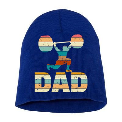 Retro Weightlifting Dad Happy FatherS Day Fitness Cute Gift Short Acrylic Beanie