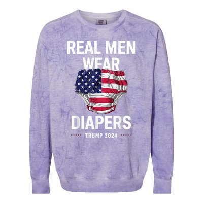 Real Wear Diapers Trump 2024 Funny Wear Diapers Colorblast Crewneck Sweatshirt