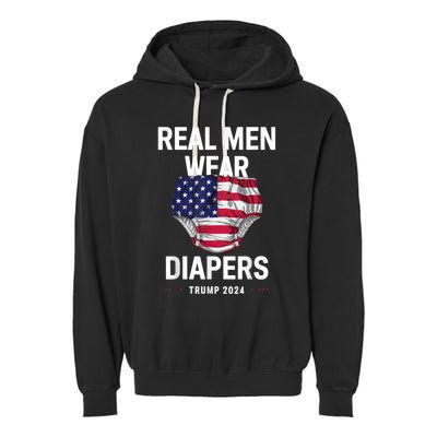 Real Wear Diapers Trump 2024 Funny Wear Diapers Garment-Dyed Fleece Hoodie