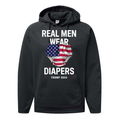 Real Wear Diapers Trump 2024 Funny Wear Diapers Performance Fleece Hoodie