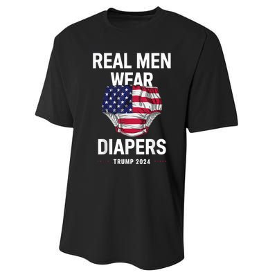 Real Wear Diapers Trump 2024 Funny Wear Diapers Performance Sprint T-Shirt