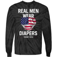 Real Wear Diapers Trump 2024 Funny Wear Diapers Tie-Dye Long Sleeve Shirt