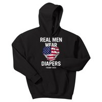 Real Wear Diapers Trump 2024 Funny Wear Diapers Kids Hoodie