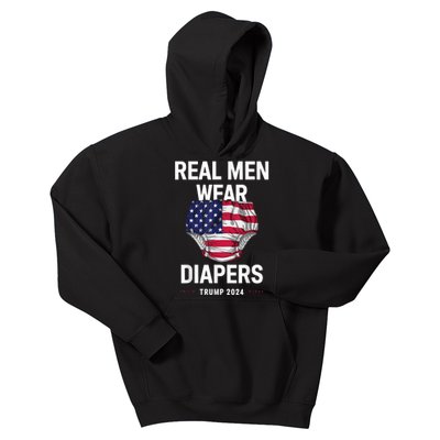 Real Wear Diapers Trump 2024 Funny Wear Diapers Kids Hoodie