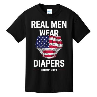 Real Wear Diapers Trump 2024 Funny Wear Diapers Kids T-Shirt