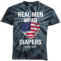 Real Wear Diapers Trump 2024 Funny Wear Diapers Kids Tie-Dye T-Shirt