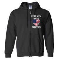 Real Wear Diapers Trump 2024 Funny Wear Diapers Full Zip Hoodie