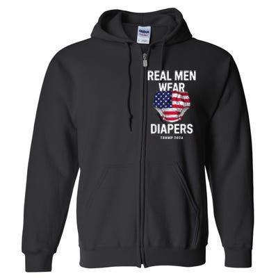 Real Wear Diapers Trump 2024 Funny Wear Diapers Full Zip Hoodie