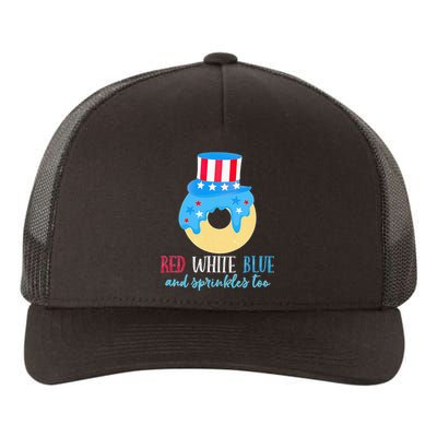 Red White & Donut 4th Of July Independence Day American Flag Yupoong Adult 5-Panel Trucker Hat