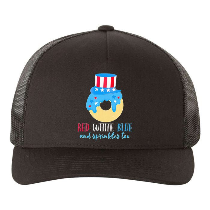 Red White & Donut 4th Of July Independence Day American Flag Yupoong Adult 5-Panel Trucker Hat