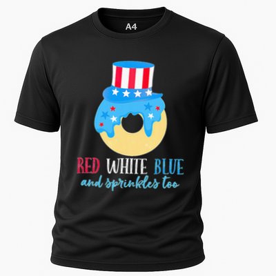 Red White & Donut 4th Of July Independence Day American Flag Performance Shirt