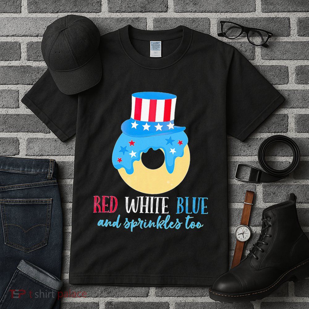 Red White & Donut 4th Of July Independence Day American Flag Tall T-Shirt
