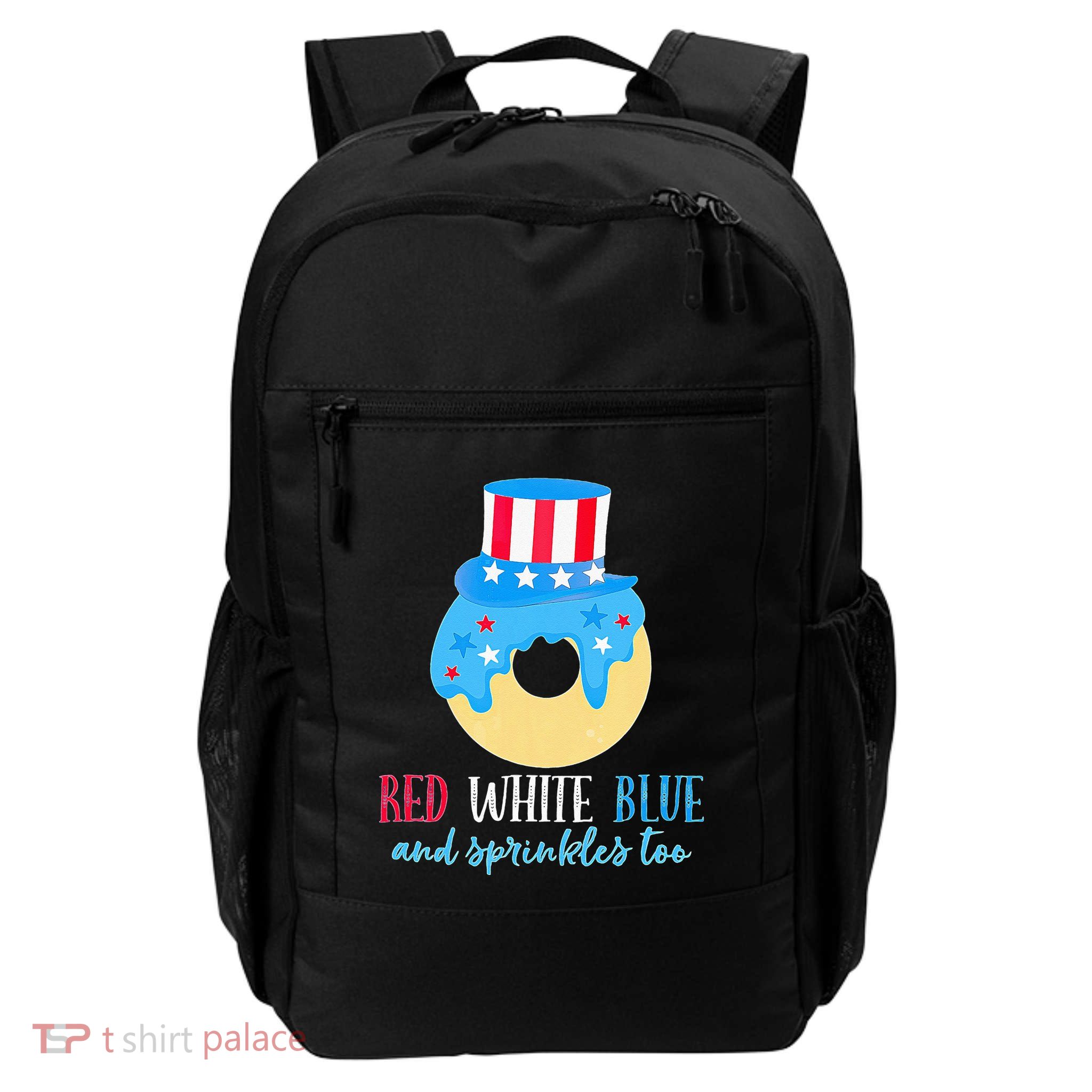 Red White & Donut 4th Of July Independence Day American Flag Backpack