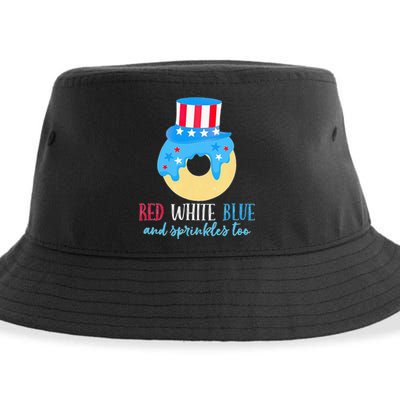 Red White & Donut 4th Of July Independence Day American Flag Sustainable Bucket Hat