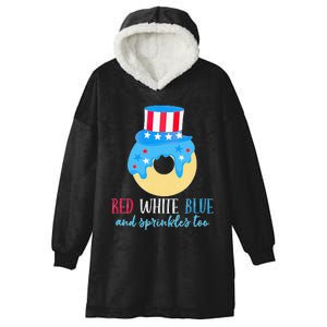 Red White & Donut 4th Of July Independence Day American Flag Hooded Wearable Blanket