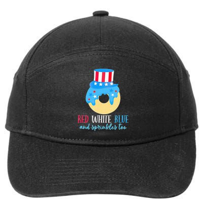 Red White & Donut 4th Of July Independence Day American Flag 7-Panel Snapback Hat