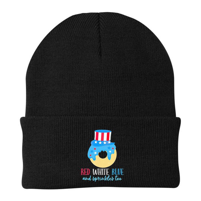 Red White & Donut 4th Of July Independence Day American Flag Beanie