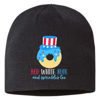 Red White & Donut 4th Of July Independence Day American Flag Sustainable Beanie