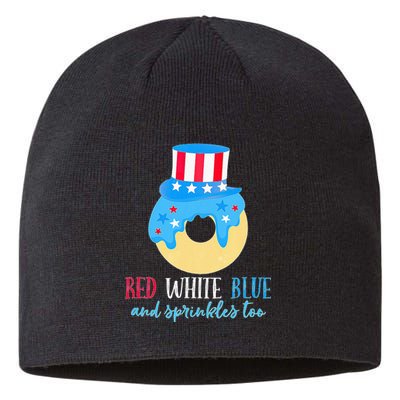 Red White & Donut 4th Of July Independence Day American Flag Sustainable Beanie